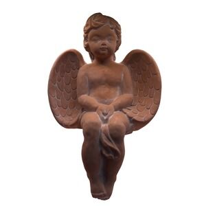 Terracotta Cherub Angel Sitting Statue Garden Decor Figurine Made in Korea‎ 11"